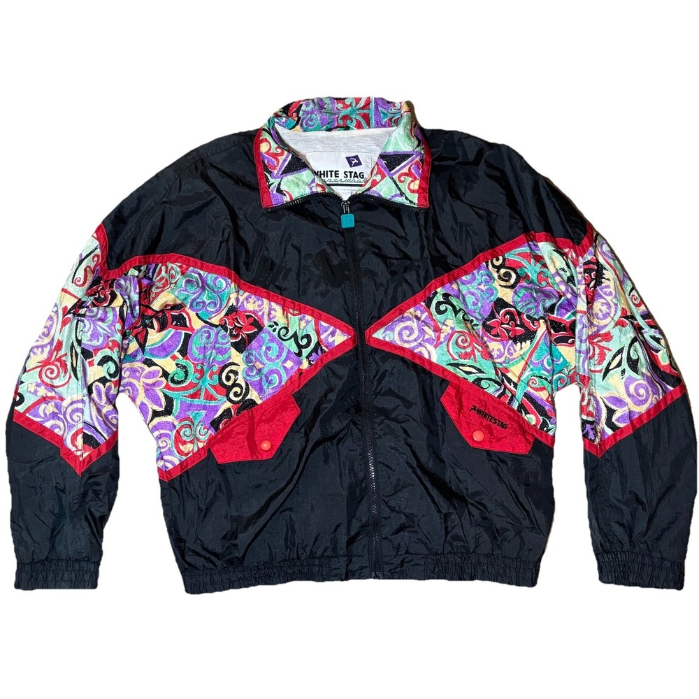 Vtg 80s‎ 90s White Stag Sportswear Large Colorblock Windbreaker Jacket Med Large